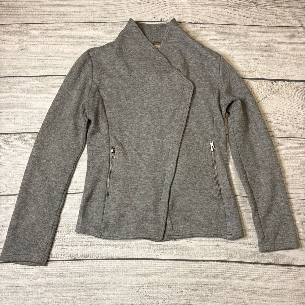 Philosophy Gray Moto Asymmetrical Knit Zip Up Jacket Size Small‎